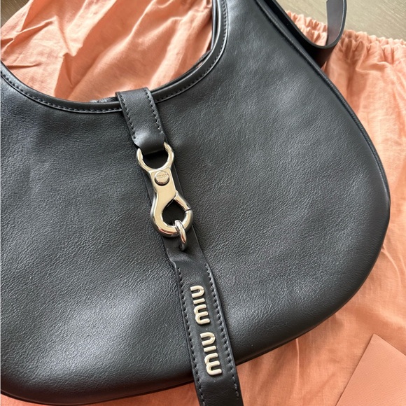 SOLD!! Miu Miu ‘Grace Lux’ Black Leather Women's Hobo Bag - Picture 2 of 8